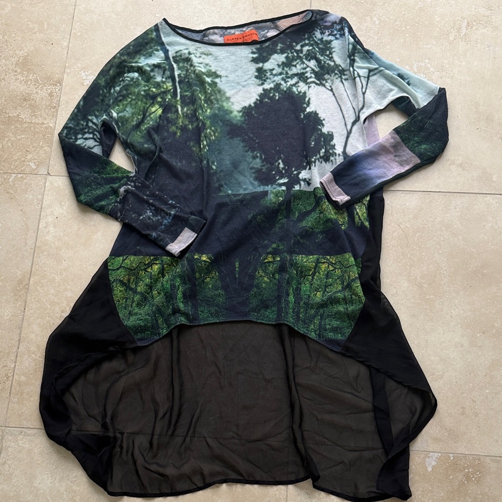Clover Canyon High Low long sleeve Top size Small